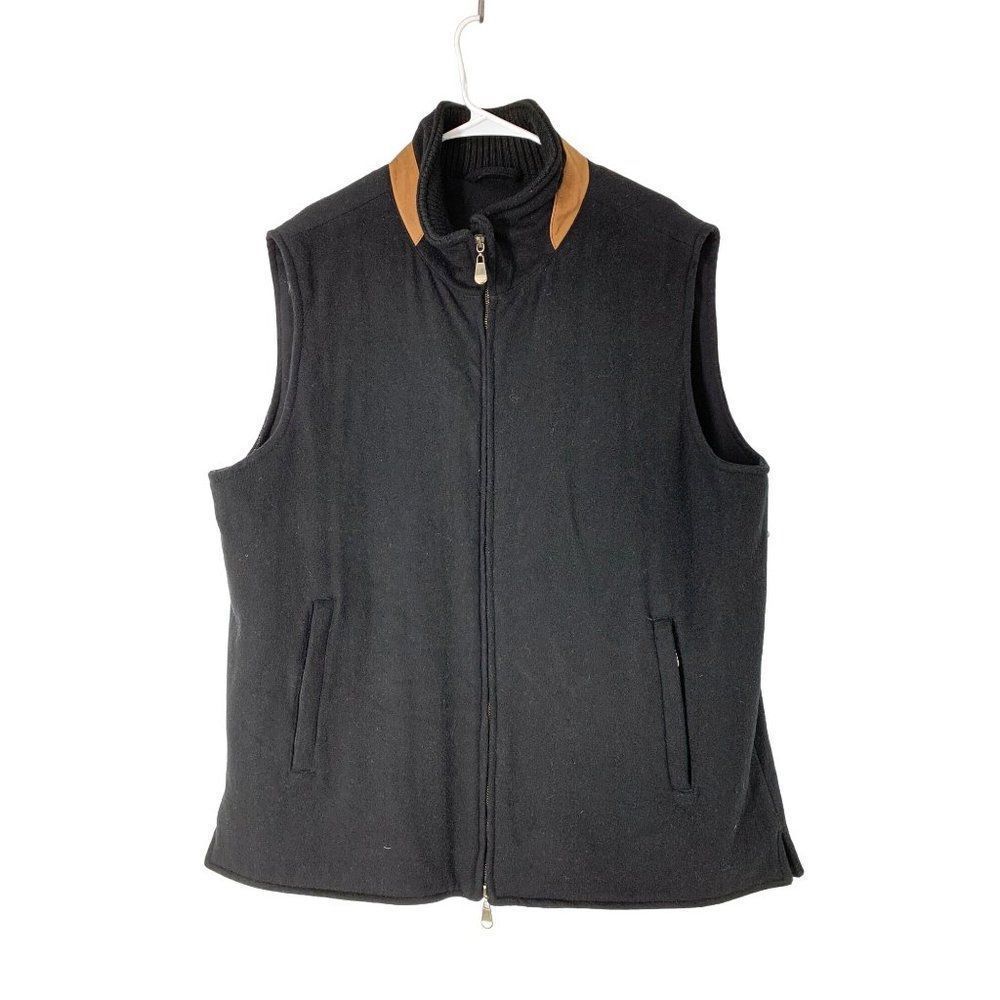 Mens T Harris London Black Fleece Wool Vest Winter Outdoors Sz XXL 5353 Zip